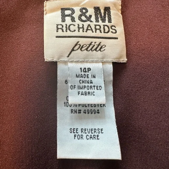 R&M Richards M Iridescent Slick Brown Oxblood Evening Gala Top Ruched Waist READ - Picture 10 of 16